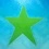 A green star on blue background, oil on canvas