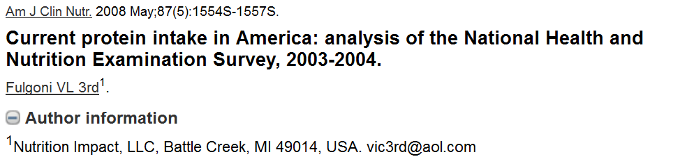 Current protein intake in America