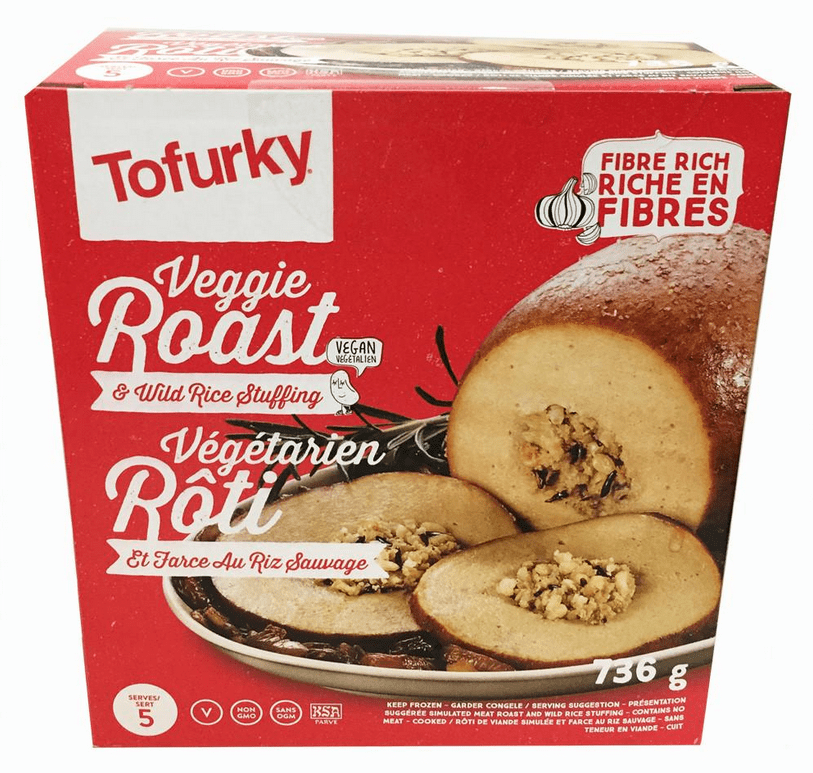 Packaging for the Tofurky veggie roast with wild rice stuffing